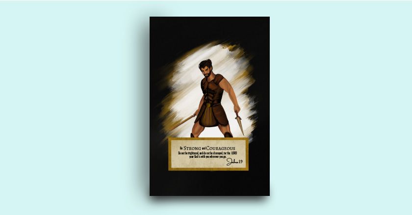 Be strong and courageous notebook with ancient warrior on cover